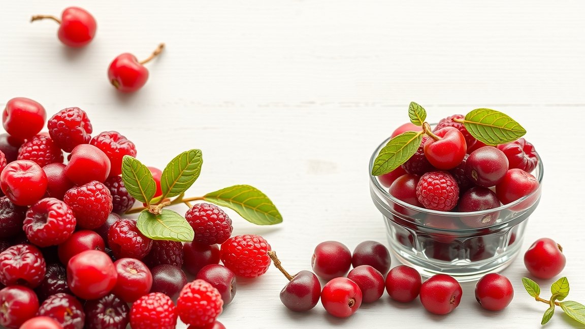 Friss aszalt áfonya és bogyók egy tálban és körülötte