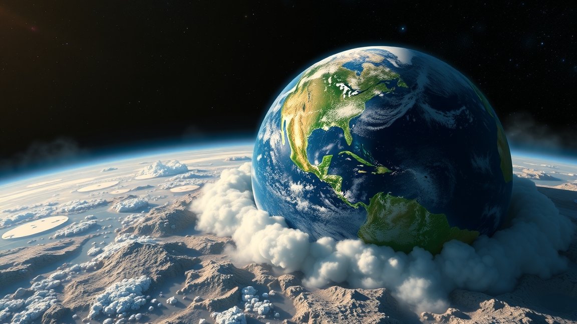 Földi táj a világűrből, bemutatva a környezeti változásokat.