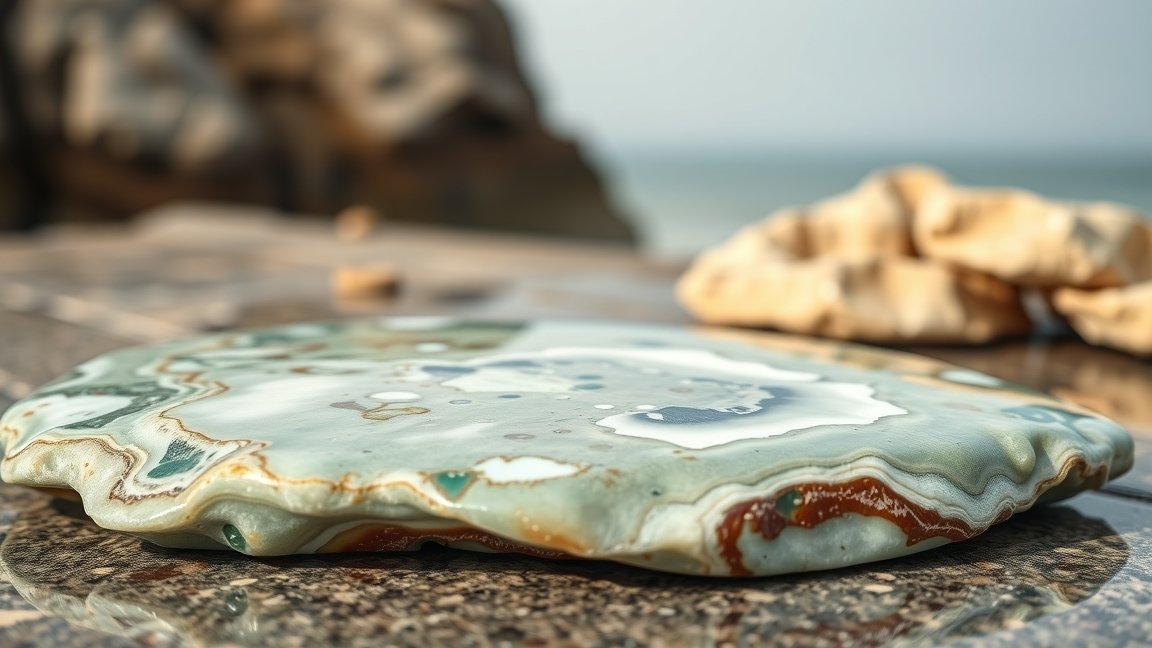 Óceán jáspis kő, színes mintával, természetes felületen