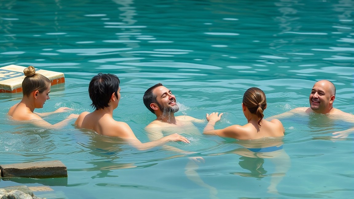 Berekfürdő gyógyvizes fürdőzés baráti társaságban