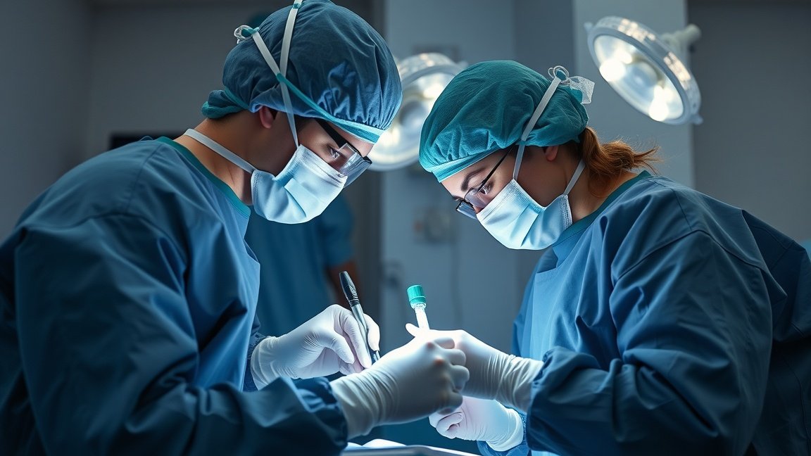 Két orvos elektrokauter használata közben műtét közben