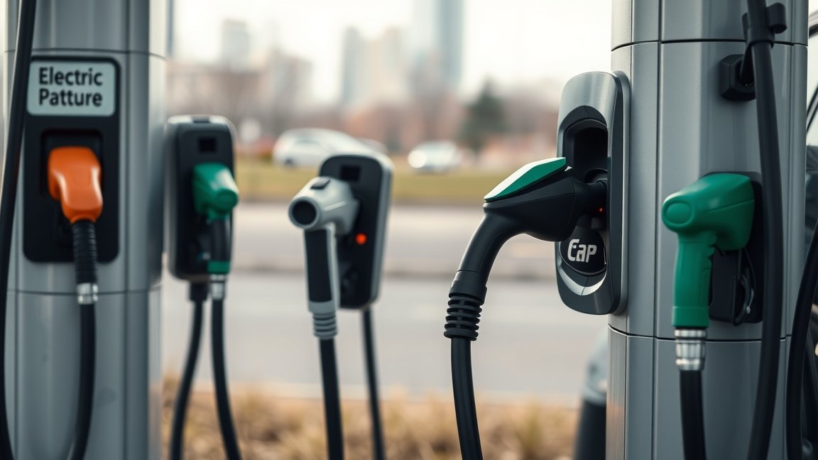 Elektromos autók töltőpisztolyok különböző típusai