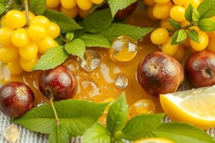 Friss gyümölcsök és zöld levelek, olajsavban gazdag ételek.