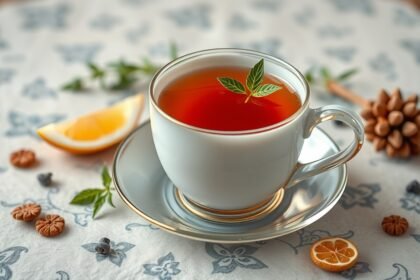 Frissítő hashajtó tea citrommal és fűszernövényekkel.