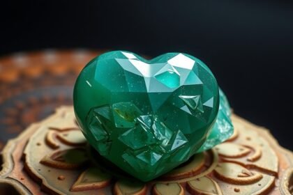 Dioptáz ásvány szív alakú csiszolt kő