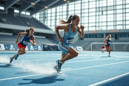 Szőlőcukor sportolóknak: női futók a versenypályán, energiaforrás fogyasztással.