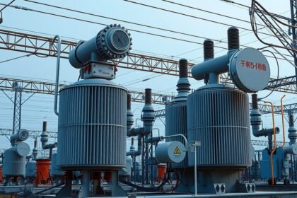 Transzformátorok egy villamosenergia-átalakító állomáson
