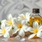 Jázminolaj és friss jázmin virágok az aromaterápiához