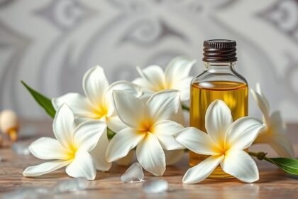 Jázminolaj és friss jázmin virágok az aromaterápiához