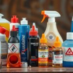 Különböző síkosítók és vegyszerek csoportosítva