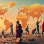 Migrációs hatások az egész világon, társadalmi és kulturális aspektusokkal.