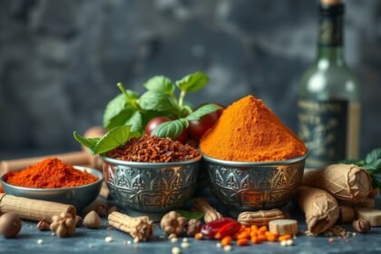 Fűszeres hozzávalók főzött ételekhez, egészséges étrend inspirációval.