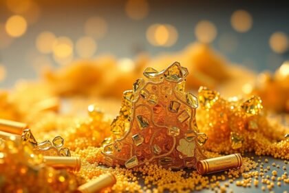 Aranykolloid oldat és táplálékkiegészítők arany színben.