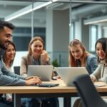 Csapatmunka az irodában innovatív IKT eszközökkel