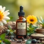 Nárdusolaj üvegcséje és természetes összetevői nyugalmat sugallnak.