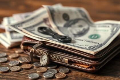 Pénztárca készpénz és érmék a gazdasági recesszió alatt