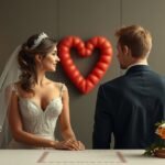 Házassági szertartás gyönyörű pár a jegyesek asztalánál.