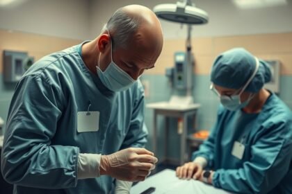 Orvosi csapat a tetanusz kezelésére irányuló beavatkozás közben.