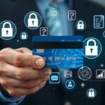 Bankkártya biztonság és modern fizetési megoldások illusztrációja