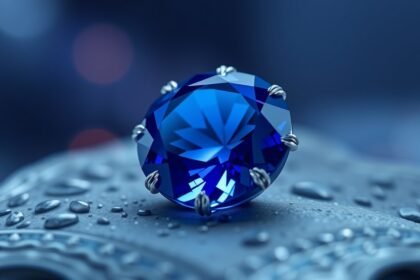 Kék zafír ékszer, amely a gyógyulás és a spirituális erő szimbóluma.