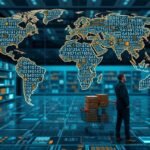 Digitális világ térképe bemutatja az Amazon kereskedelmét.