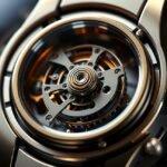 A tourbillon óraszerkezet részletes képe, amely gravitációs hibákat korrigál.