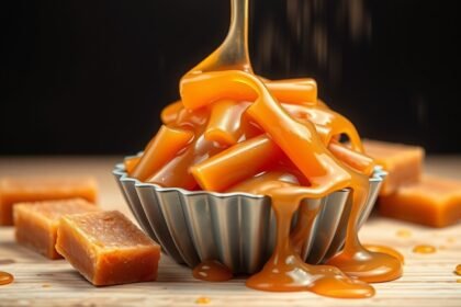 Szulfitos ammóniás karamell készítmény tálban