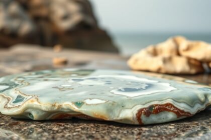 Óceán jáspis kő, színes mintával, természetes felületen