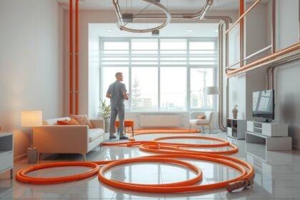 Modern otthon fűtőkábelekkel, kényelmi megoldásokkal a lakásban.