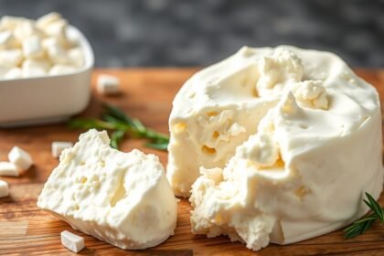 Friss túró és apró túrók a deszkán, egészséges táplálkozás