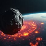 Aszteroida-becsapódás illusztrációja a Föld felett