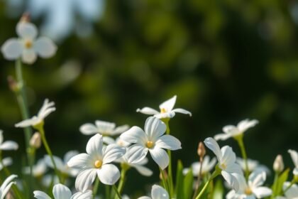 Fehérmályva virágok egy zöld háttér előtt, a természetes szépség szimbóluma.