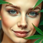 Fiatal nő kendermagolajjal az arcbőrének ápolásához.