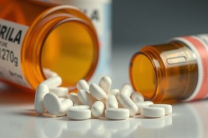 Fehér tabletták és gyógyszeres üvegek pszeudoefedrin