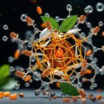 Icariin molekula mintázat zöld levelekkel