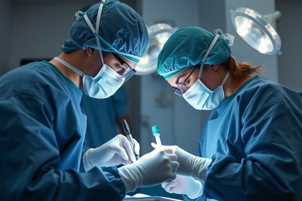 Két orvos elektrokauter használata közben műtét közben