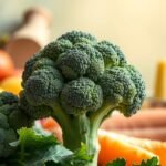 Friss brokkoli zöldségek között, egészséges táplálkozás érdekében.