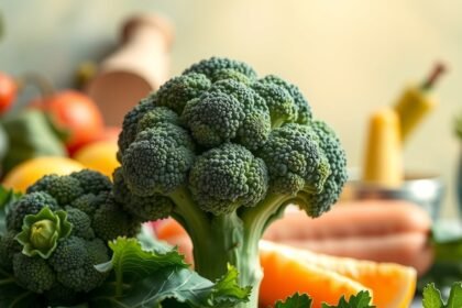 Friss brokkoli zöldségek között, egészséges táplálkozás érdekében.