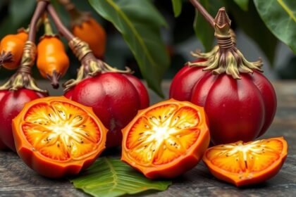 Friss tamarindusz gyümölcsök és szeletek trópusi környezetben