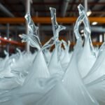 Üvegszálak az iparban, melyek potenciális egészségügyi kockázatokat rejtenek.