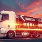 CNG motorral rendelkező teherautó sűrített földgáz hajtással.