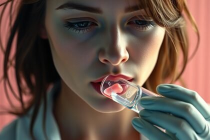 Nő éppen gyógyszert készül szedni a ketaminnal