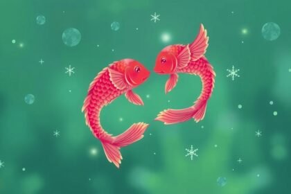 Két vörös hal a Halak horoszkóp jelképeként