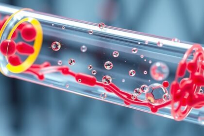 Kapilláris cső folyadék mozgása mikroszkopikus szinten.