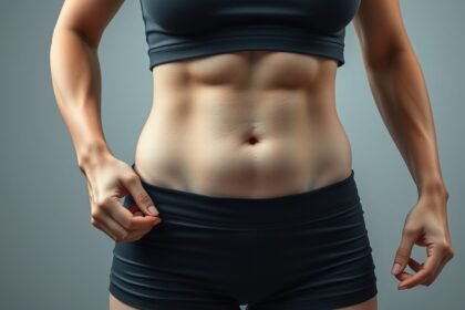 Női alak, aki a hasát mutatja, fogyás és diéta témában.