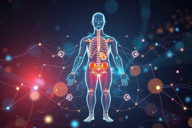 Az emberi test szimbolikus ábrázolása a teobromin hatásainak bemutatására.