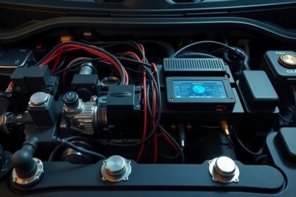 Elektromos gyújtásrendszer részletei egy modern autóban.