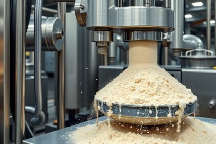 Koradagoló ipari alkalmazásban, por és szemcsés anyag kezelés közben.