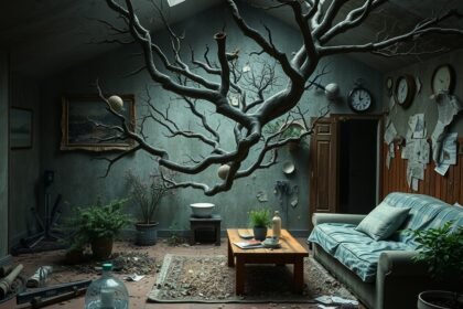 Elhagyatott szoba, sötét levegő, penész hatásai az egészségre.