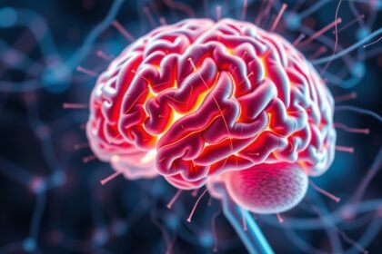 Digitális ábrázolás az emberi agyról és neuronhálózatról.